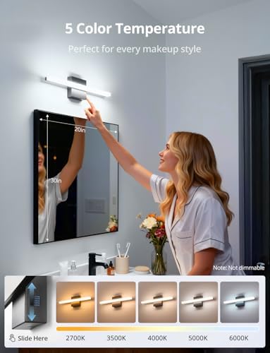 Combuh Bathroom Light Fixture Over Mirror, Modern Vanity Lighting Bar Black - Image 2