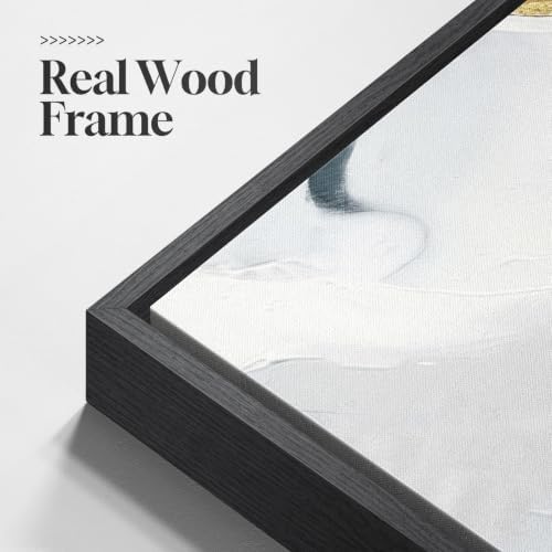 Extra Large Framed Black White and Gold Abstract Wall Art - Image 5