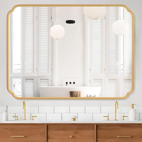 Ferytange 36 x 48 Inch Gold Bathroom Vanity Mirror by FerytangeHome