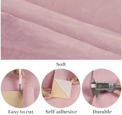 VaryPaper 15.7"x78.7" Pink Crushed Velvet Wallpaper Peel and Stick Soft Felt - Image 5