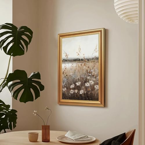 EJPFOGV Vintage Wildflower Meadow Landscape Framed Canvas Wall Art 16x24 in - Image 4