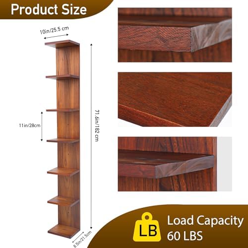 7 Tier Wall Shelf Unit, Vertical Column Floating Storage Home Decor Organizer - Image 3