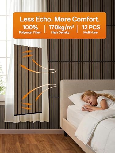 Acoustic Wood Slat Wall Panels 24" x 12", 12 Pack, Dark Walnut, 23.25 sq ft - Image 3
