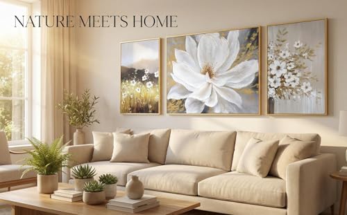 3-Panel Hand-Painted Boho Floral Wall Art - Image 3