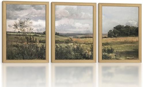 KeepKiss Retro Landscape Canvas Wall Art 3Pcs Framed 24x16 inches by Unknown