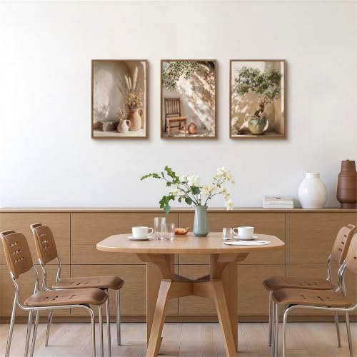 3 Pcs Framed Wabi Sabi Wall Art Neutral Earth Tone Canvas Prints 12x16 inch - Image 3