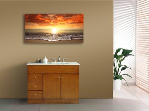 Baisuart-S0150 Canvas Prints Wall Art Sunset Ocean Beach Pictures Photo - Image 3