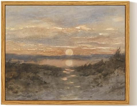 InSimSea Framed Canvas Wall Art, Vintage Coastal Landscape Painting, Rustic by InSimSeaArt
