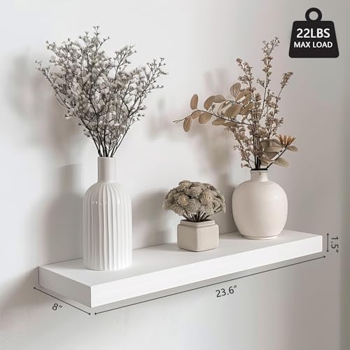 24in White Floating Shelves for Wall, Home Decor - Image 2