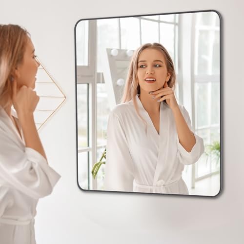 DESBING 36" x 36"Bathroom Mirror, Matte Black Wall Mirror - Image 4