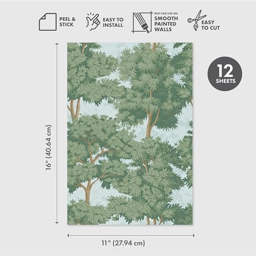 Main Street Peel and Stick Wallpaper Sheets, Toile Forest - Image 5