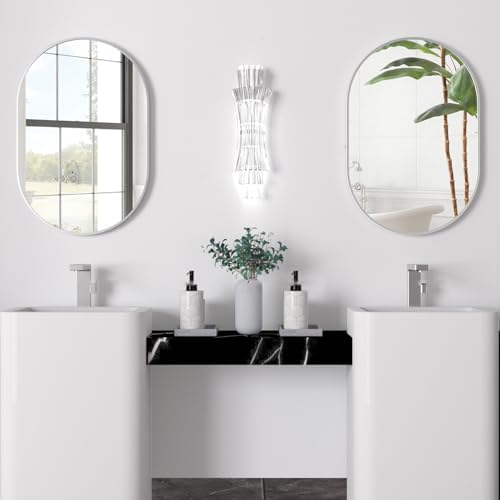Oval Bathroom Mirror Wall Vanity Oval Mirrors, 2 Pieces 20"x30" Silver Bathroom - Image 3