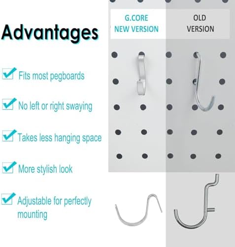 Pegboard J Hooks Silver 80pcs Peg Board Metal Tool Hangers - Image 7