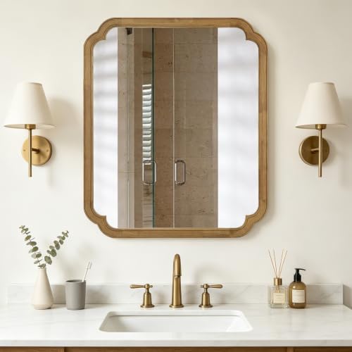 HOMECOOKIN Wood Bathroom Mirror by HOMECOOKIN