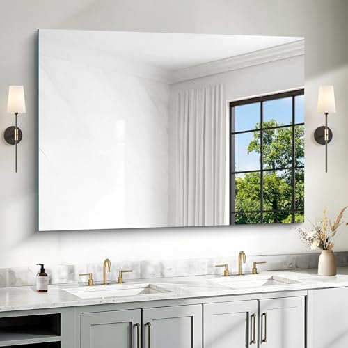 36"x48" Frameless Mirror, Frameless Bathroom Mirror by Unknown