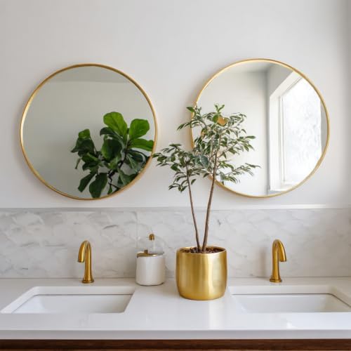 Sunniry Gold Round Mirror 20 inch, 2 Pack Circle Mirror, Brushed Metal Frame - Image 3