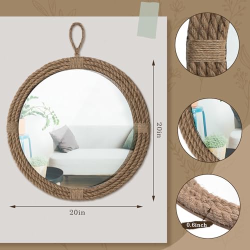 Vercraft Nautical Mirror 20" for Living Room Bedroom Bathroom Entryway - Image 2