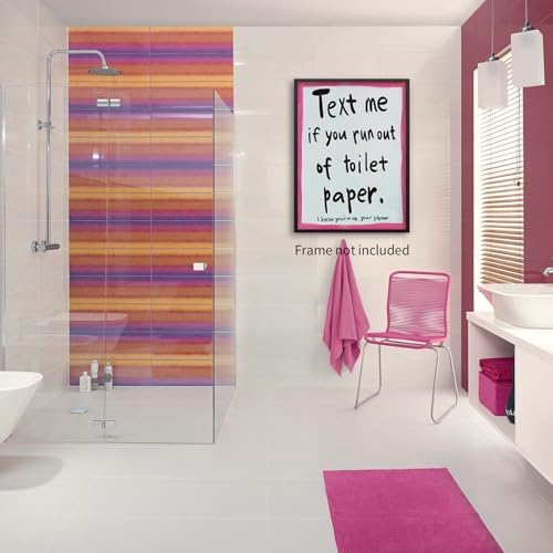 OMANI Pink Funny Bathroom Poster Text Me If You Run Out Of Toilet Paper Wall - Image 3