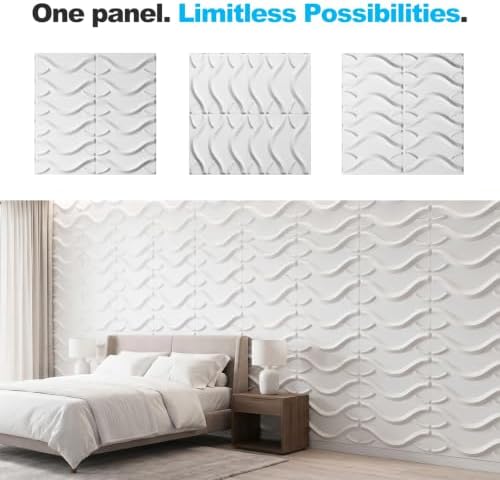 Art3d 19.7" x 19.7" Wall Panel Wave, Matte White - Image 5