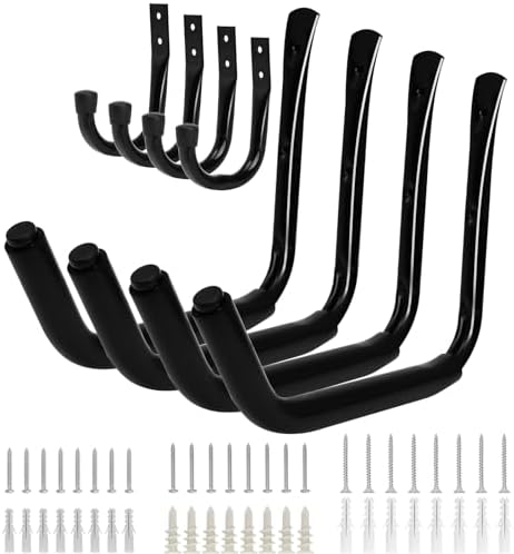 KURUI 15" Heavy Duty Garage Storage Hooks, 8 Pack Wall Mount Kayak Rack by KURUI