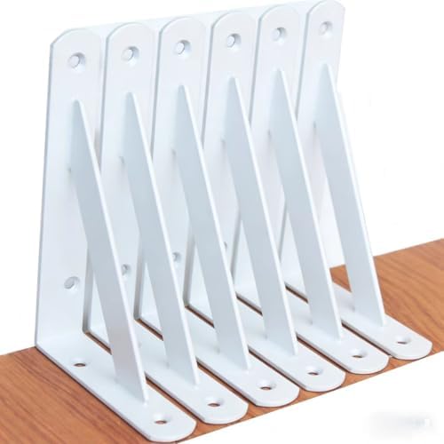 6 Pack L6 x H 4" White Heavy Duty Shelf Brackets by MHMYDZ