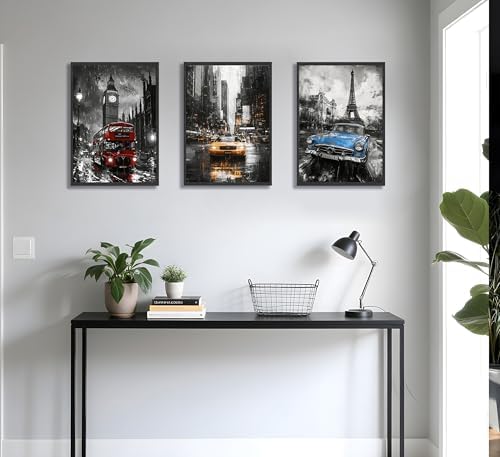 JWDXNOOK 3Pcs Color Car Canvas Prints Wall Art Unframed 12x16 inches - Image 7