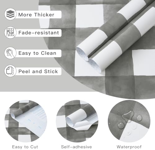 Grey Wallpaper Peel and Stick Plaid Modern Wall Paper Checkered Gingham Contact - Image 5