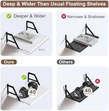 Tectocker-DOU 2 Pc Deep Floating Wall Shelves, Heavy Duty - Image 7