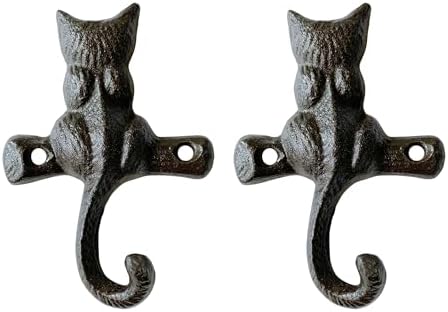 Rustic Cat-Shaped Decorative Wall Hook Rack Hangers by Zorues
