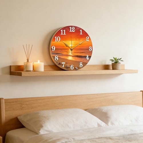 12 Inch Wooden Wall Clock, Silent Non-Ticking Battery Operated - Image 5