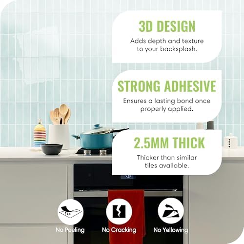 Select 5 Pack Peel and Stick Backsplash Square Tiles, 12x12 in - Image 2
