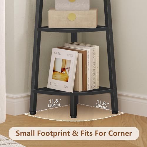 Hoctieon Corner Shelf, 6-Tier Corner Bookshelf, Rustic Ladder Shelf, Industrial - Image 3