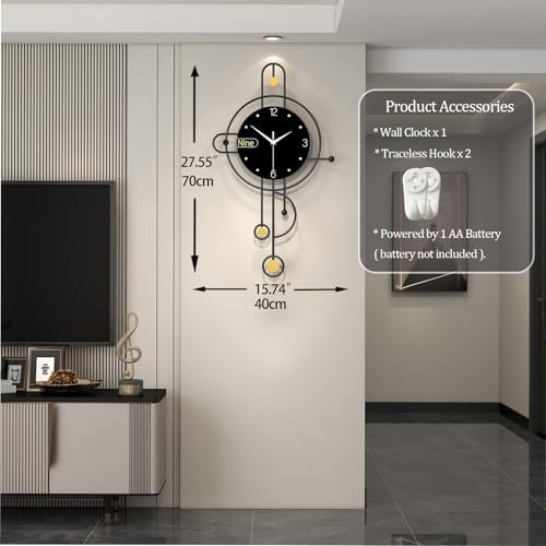 Modern Black Wall Clock Battery Operated - Image 6