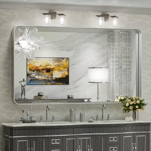 TokeShimi 55 x 36 Inch Brushed Silver Mirror Wall Mirror by TokeShimi