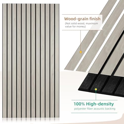 Acoustic Wall Panels, 4 Pack 47.2”x23.6”x0.35”, Natural Oak - Image 2