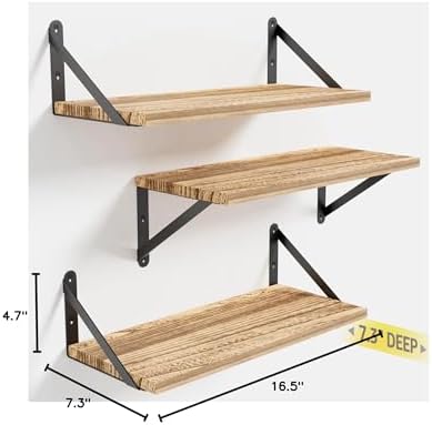 COCOYA Wall Shelves 7.3" Deep Solid Paulownia Wood - Image 3