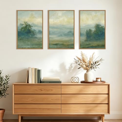 HLNIUC Green Abstract Minimalist Framed Canvas Wall Art, Large Neutral - Image 5