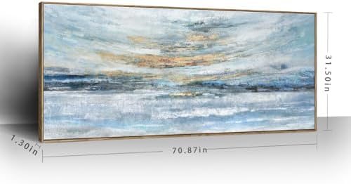 Nicetop Extra Large Framed Abstract Ocean Landscape Wall Art, Serene Sunset - Image 2