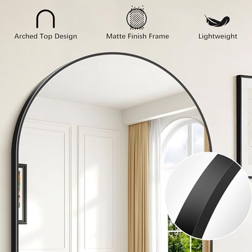 FORBATH Arched Bathroom Mirror 36x30 Inch, Hanging or Leaning Against Wall - Image 6