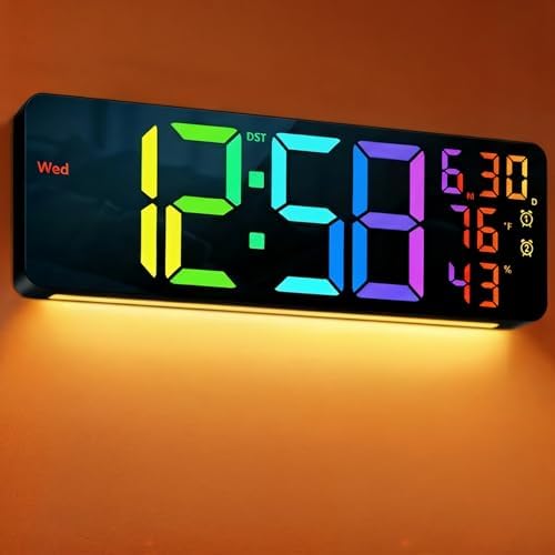 MASHI 17.3" Large Digital Wall Clock, 11 RGB Color Display by MASHI