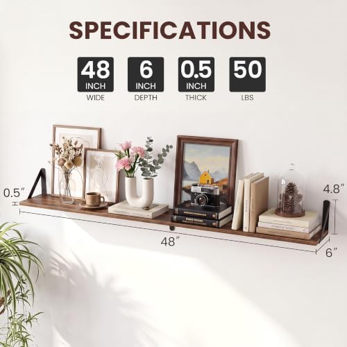 Large Wall Shelves 6" Deep, 48x6 Inch - Image 3