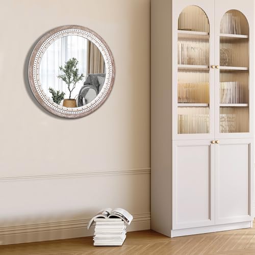 30 Inch Round Wood Mirror, Rustic Farmhouse Circle Mirrors - Image 6