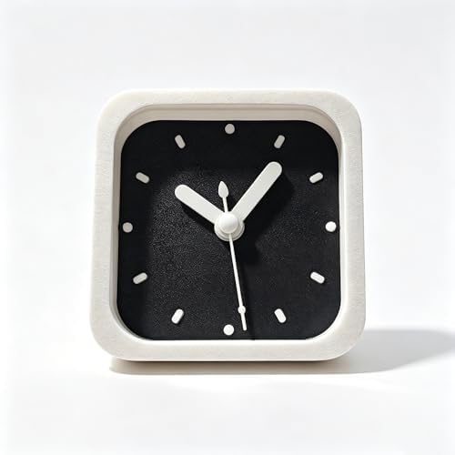 Mini 3 Inch Silent Analog Clock, Magnetic & Wall Mountable, Square Minimalist by Unknown