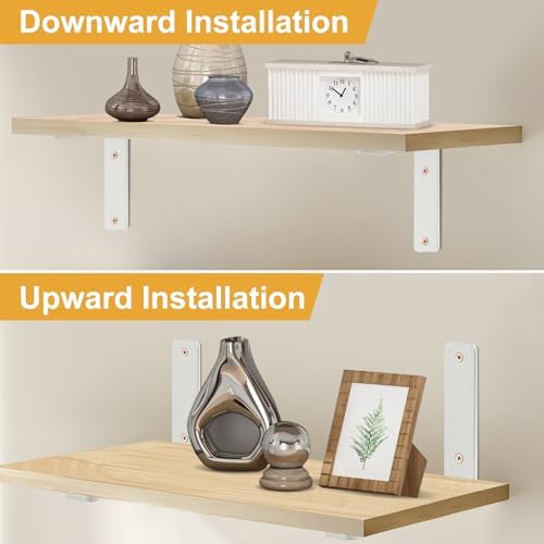 8 Pack - L 8" x H 6" x W1.5, 5mm Thick White L Shelf Bracket, Iron Shelf - Image 3