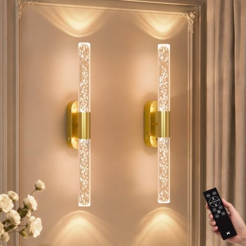 Crystal Battery Operated Wall Sconces Set of 2 by Unknown