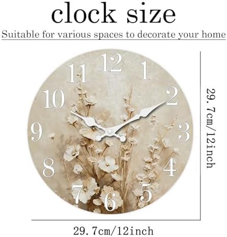XNM Farmhouse Wood Wall Clock Battery Operated 12 Inch - Image 3