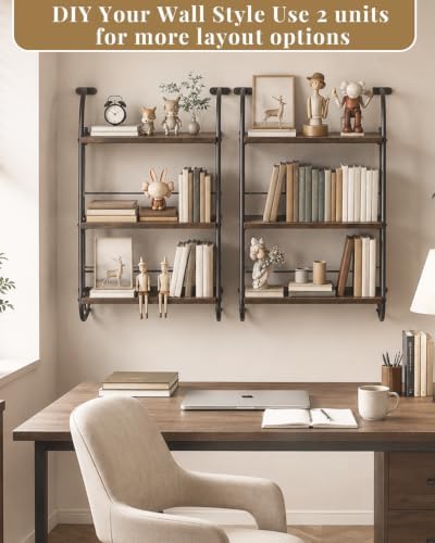 Floating Shelves for Wall, 3-Tier Rustic Wood Ladder Wall Shelf - Image 6