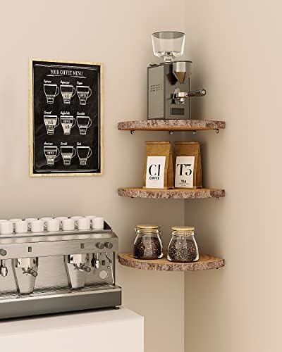 Corner Floating Shelves 3Pcs Wood Corner Shelf Rustic Wall Corner Shelf - Image 5