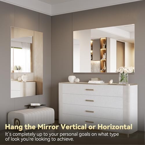 Brightify Frameless Mirror, 48x30 Inch Bathroom Mirrors - Image 5