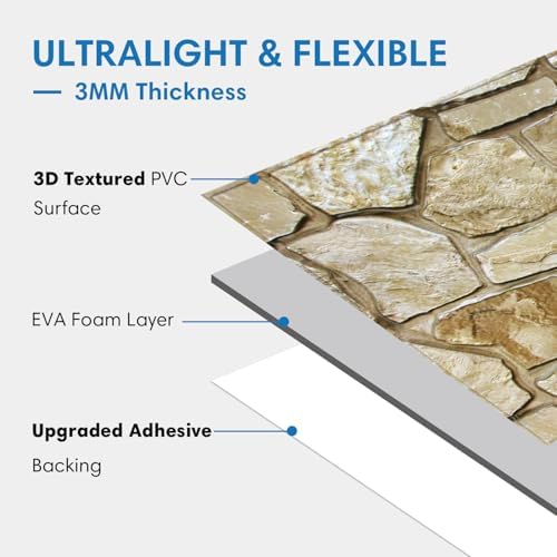 COMSTICKC 3D Faux Stone Wall Panels Peel and Stick Decorative Tiles - Image 4